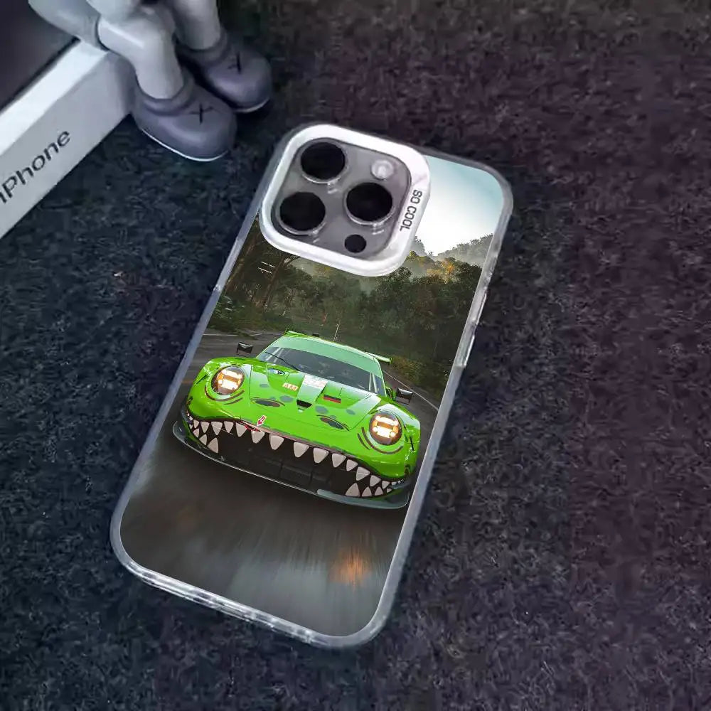 1PC Artistic Luxury Cars Phone Case For IPhone 17 17Air 16 15 14 13 12 11 Pro Max Plus Colorful Silver