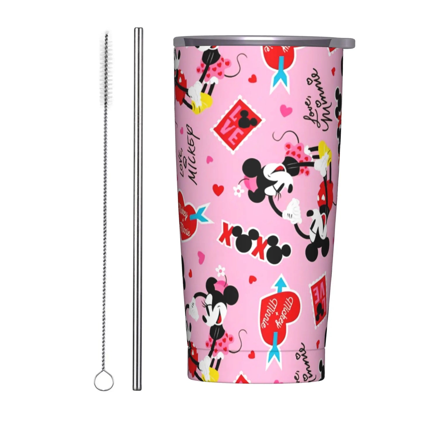 Cartoon Fantasia Mickey Tumbler Vacuum Insulated Magic Wizard Thermal Cup with Lid Straw Office Home Mugs Hot Cold Drink, 20oz