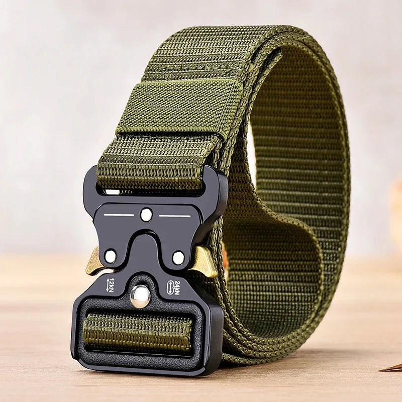 Tactical Belt for Men Outdoor Survival Military Combat Belt Heavy-Duty Nylon Webbing with Quick-Release Buckle EDC Hunting Gear
