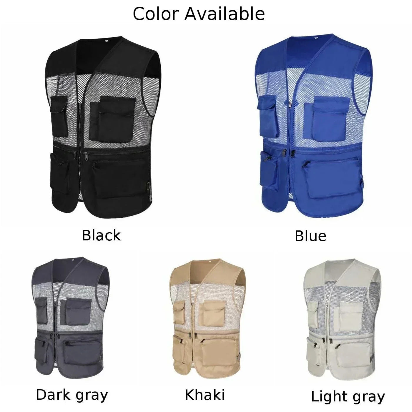 Men's Summer Mesh Fishing Vest Photography Works Multi Pocket Outdoor Journalist Vest Sleeveless Jacket