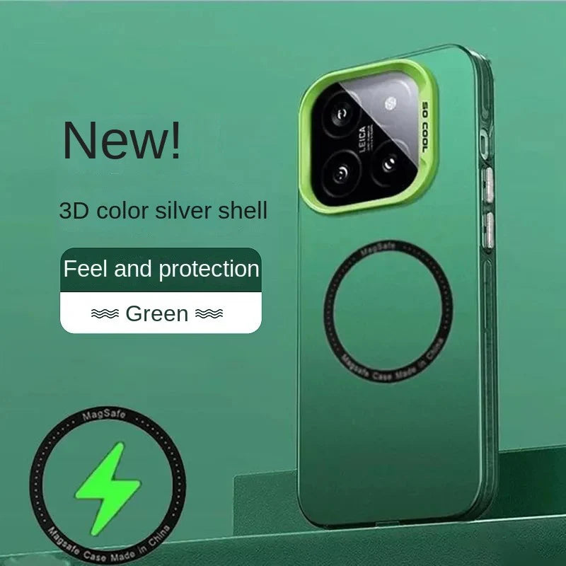 For Magsafe Wireless Charging Matte Frosted Case For Xiaomi 14 13 13T 14T Pro Color Semi-Transparent Shockproof Protection Cover
