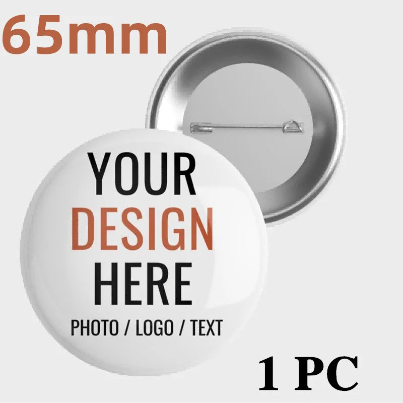 Custom Personalize Tinplate Pins Text Pictures Logo Printed Customize Brooches Lapel Metal Badges Gifts for Friends Wholesale