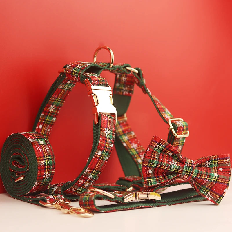 Pet dog collar Handmade knitted necklace Pet dog supplies Woven accessories Autumn Winter Christmas set