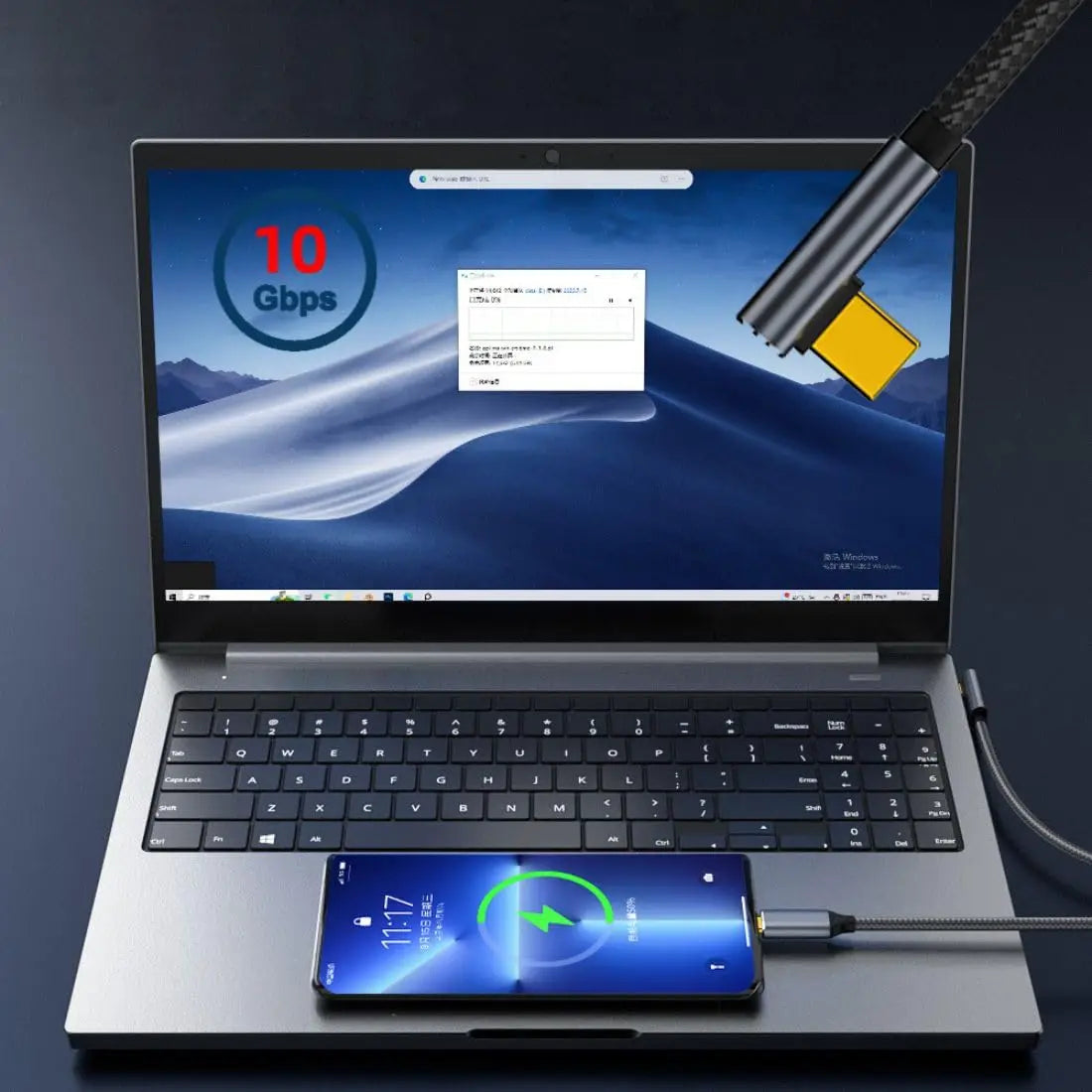 USB C to C Cable USB 3.1 Type C 10Gbps 100W Data Extension Cable 90 Degree Low Profile Angled 1.5M