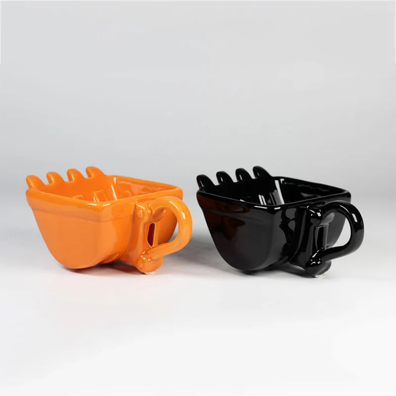 Excavator Coffee Mugs Bucket Model Novelty Mug for Dessert Ceramic Mug with Shovel Spoon