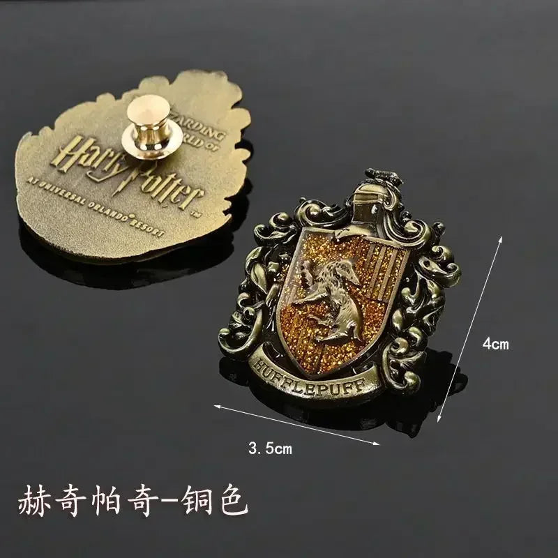 Potter Metal Badge Brooches Hogwarts Slytherin Gryffindor Harry Magic School Lapel Pin Bag Accessories Christmas Souvenir Gifts