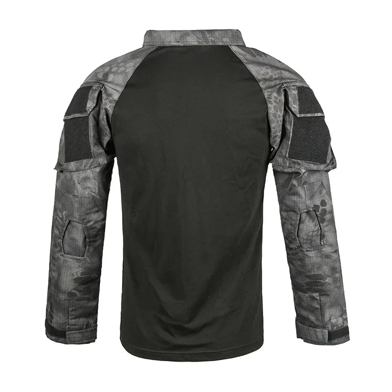 Outdoor Tactical Hiking T-Shirts Men Combat Military Army CP Camouflage Long Sleeve Hunting Climbing Shirt Cotton Sport Clothes