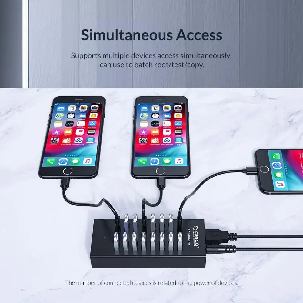 ORICO Industrial USB Hub 16 Port Aluminum USB Splitter Power Adapter Dock Station for Computer Accessories Orico Official Store