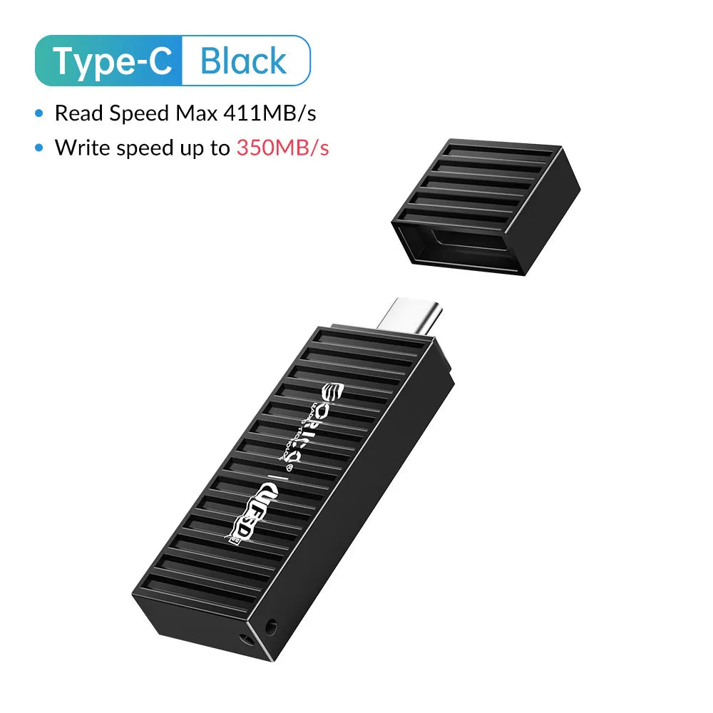 ORICO UFSD All Metal 256GB USB Flash Drive 411MB/S Pen Drives 512GB 128GB 64GB USB Stick Type C Pendrives Container Shape Design