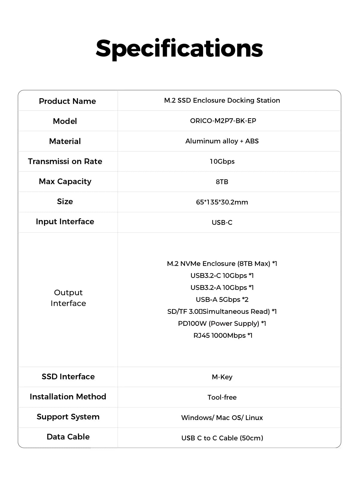 ORICO USB C Display Hub 10Gbps with Cooling Fan M.2 NVMe SATA SSD Enclosure HDMI RJ45 SD/TF Docking Station for Gamers