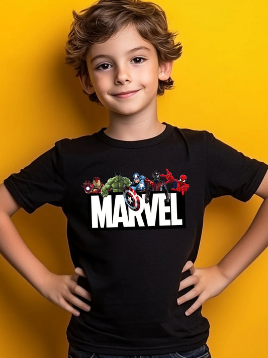 Marvel Iron Man Collaboration Short-sleeved T-shirt Men's Summer 2025 New Style Peripheral Clothing,Children's Trendy and Casual
