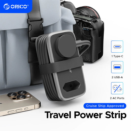 ORICO EU Plug Power Strip 1.1M Extension Cord Electrical Socket 2AC 2USB Type C Fast Charging  Portable for Home Desktop Travel