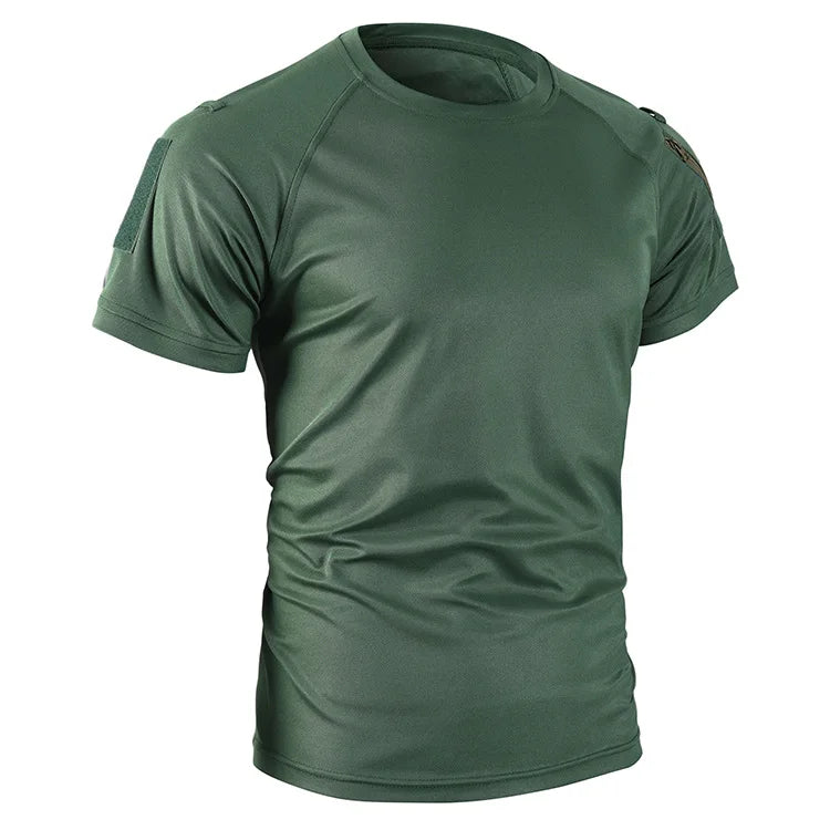 Tactical Short Sleeve T-Shirt Army Military Men's Athletic Tops Workout Gym Training T Shirt Quick Dry Outdoor Hiking Shirt