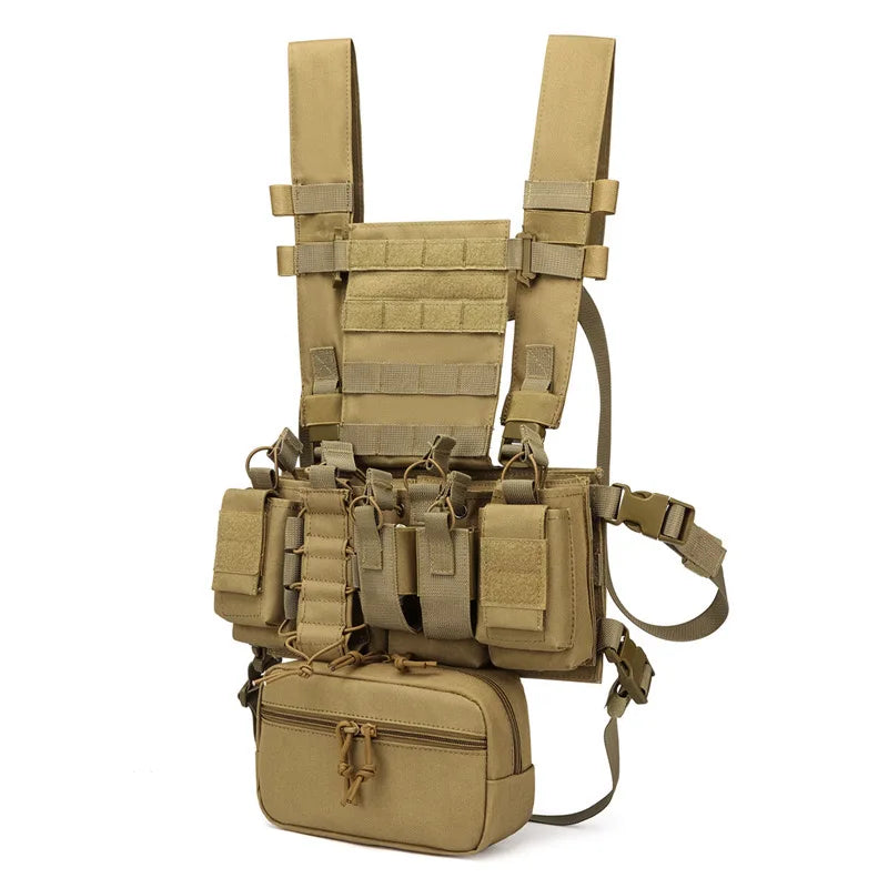Military Tactical Vest Chest Rig with Adjustable Straps & Large Capacity Pouch for Outdoor Adventure & Tactical Missions