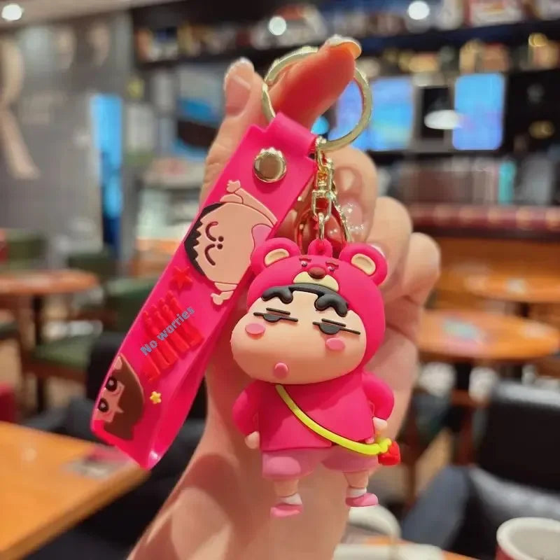 Cartoon Crayon Shinchan PVC Keychain Cute Transformation Doll Bag Pendant Gift Keychain Collectible Toys Backpack Decoration