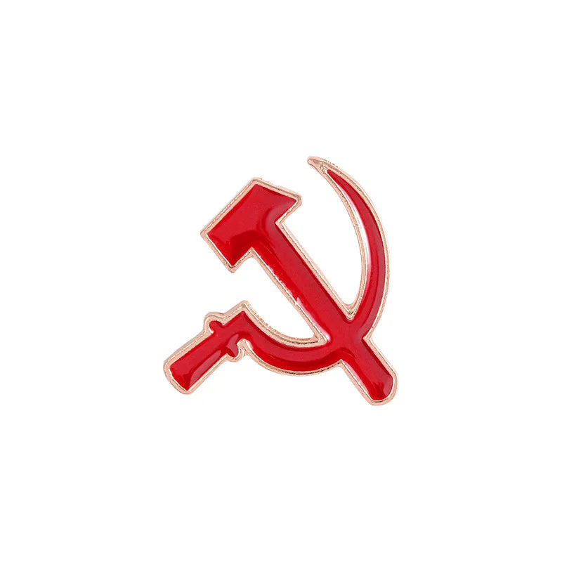 Socialist Pointed Star Symbol Enamel Pins Red Star Sickle Hammer Cold War Brooches Gift Icon Badge Lapel Metal Pin For Coat Cap