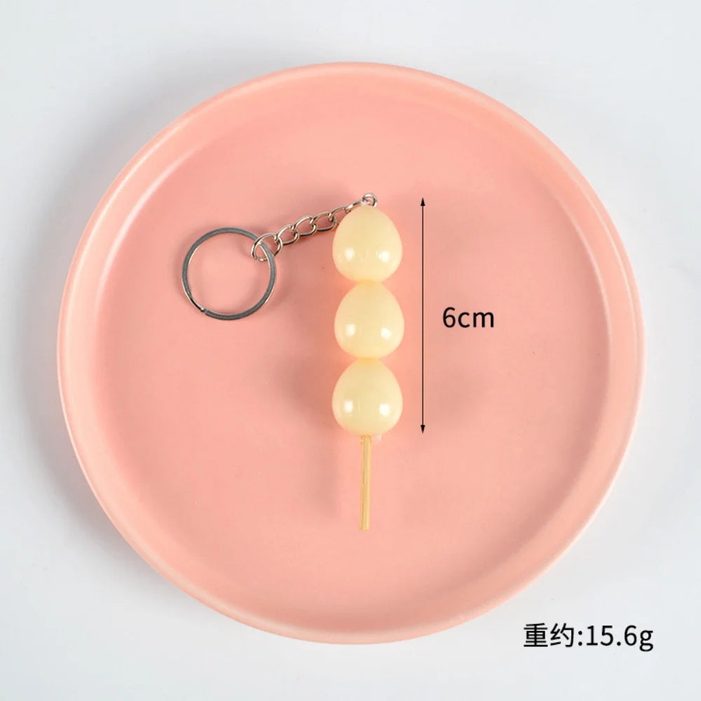 Creative PVC Simulation BBQ Skewers Food Keychain Resin Oden Squid Corn Meatball Keyring Restaurant Opening Gift Fashion Pendant