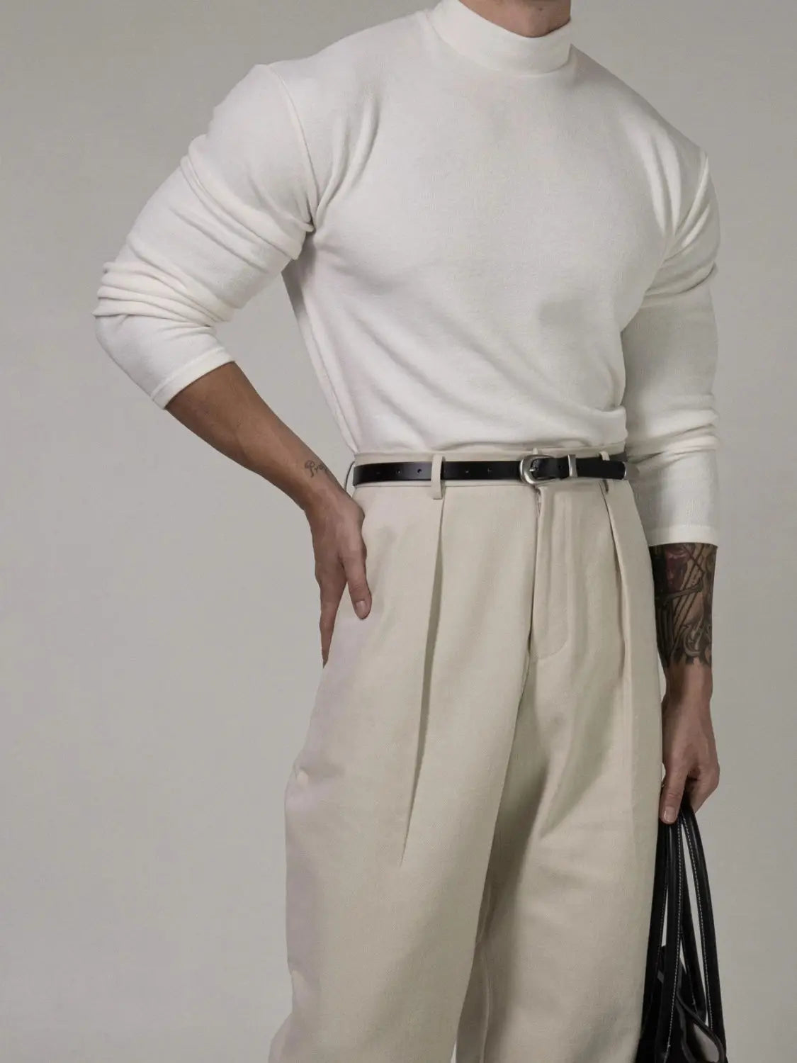 Fitness T-shirt Men's Clothes Spring Autumn Training Suit Threaded Turtleneck Slim Fit Sports Quick Dry Breathable Long Sleeves