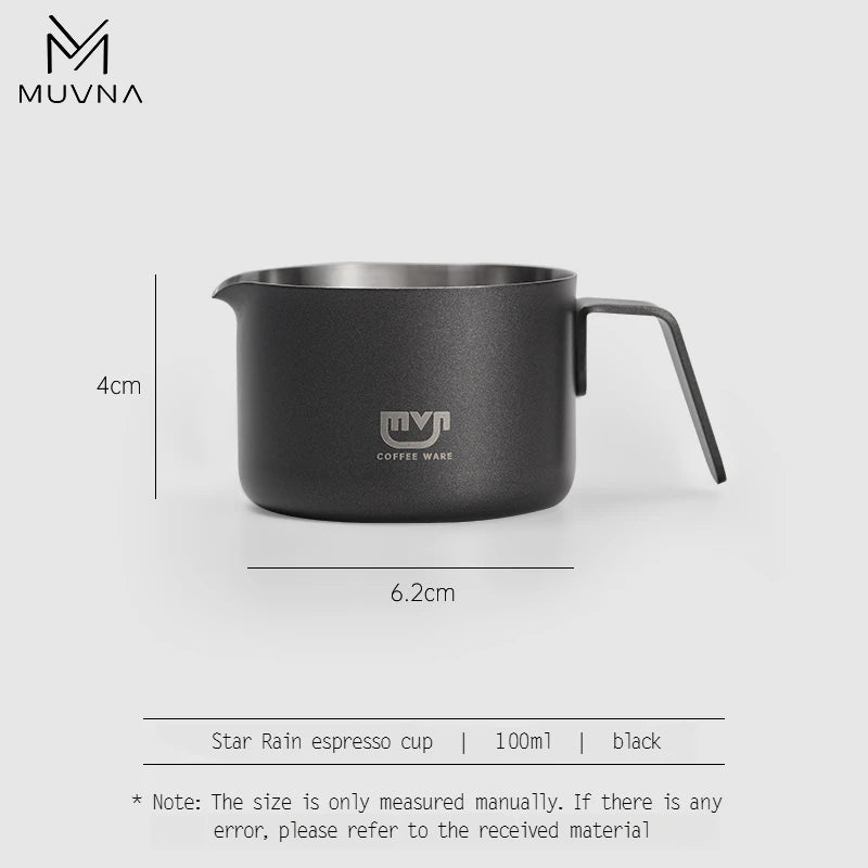 MUVNA Espresso Mug - Star Rain, 100ml Stainless Steel Coffee cup with Scale, Coffee Mugs with Handle, Colourful, Black & White
