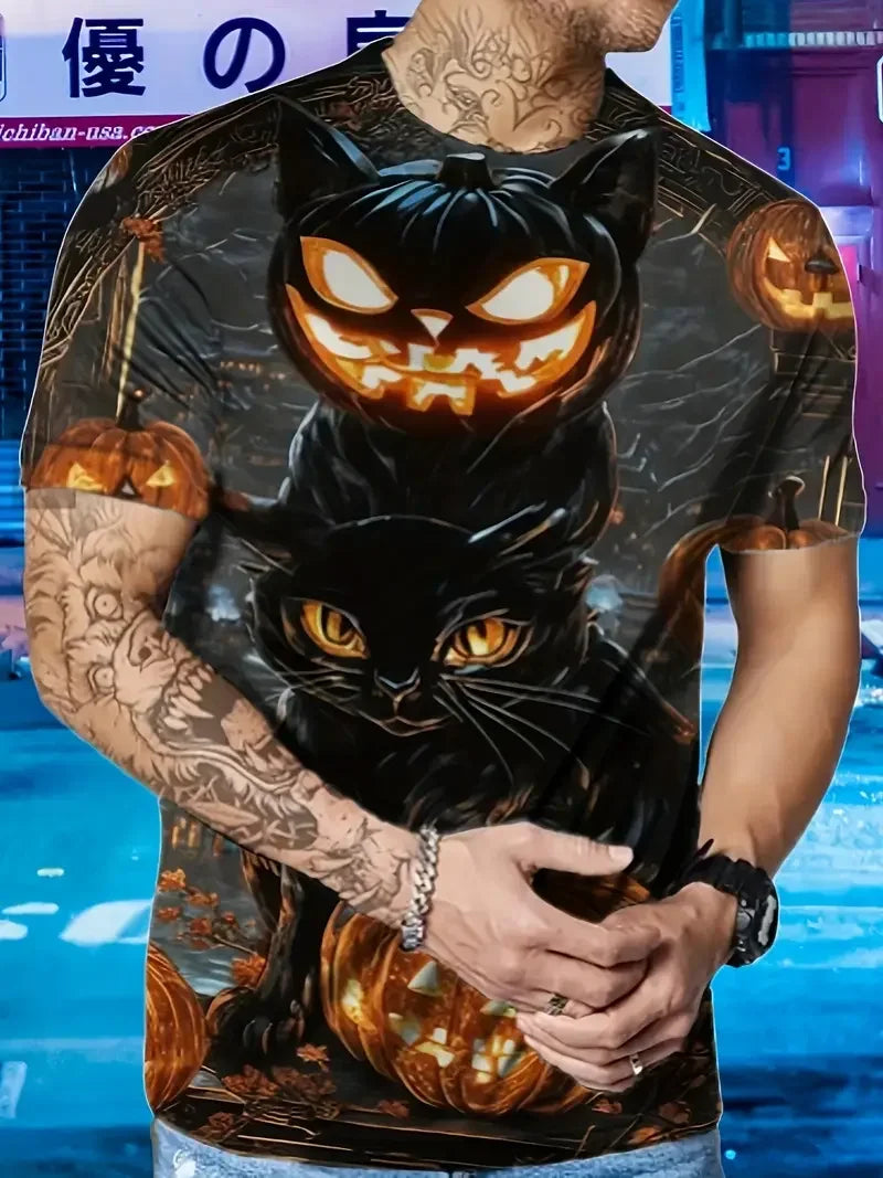 Funny Men's T-shirts Cute Cat 3D Print Tops Men Women Short Sleeve Tee Oversized Streetwear T shirt Casual Simple Men's Clothing