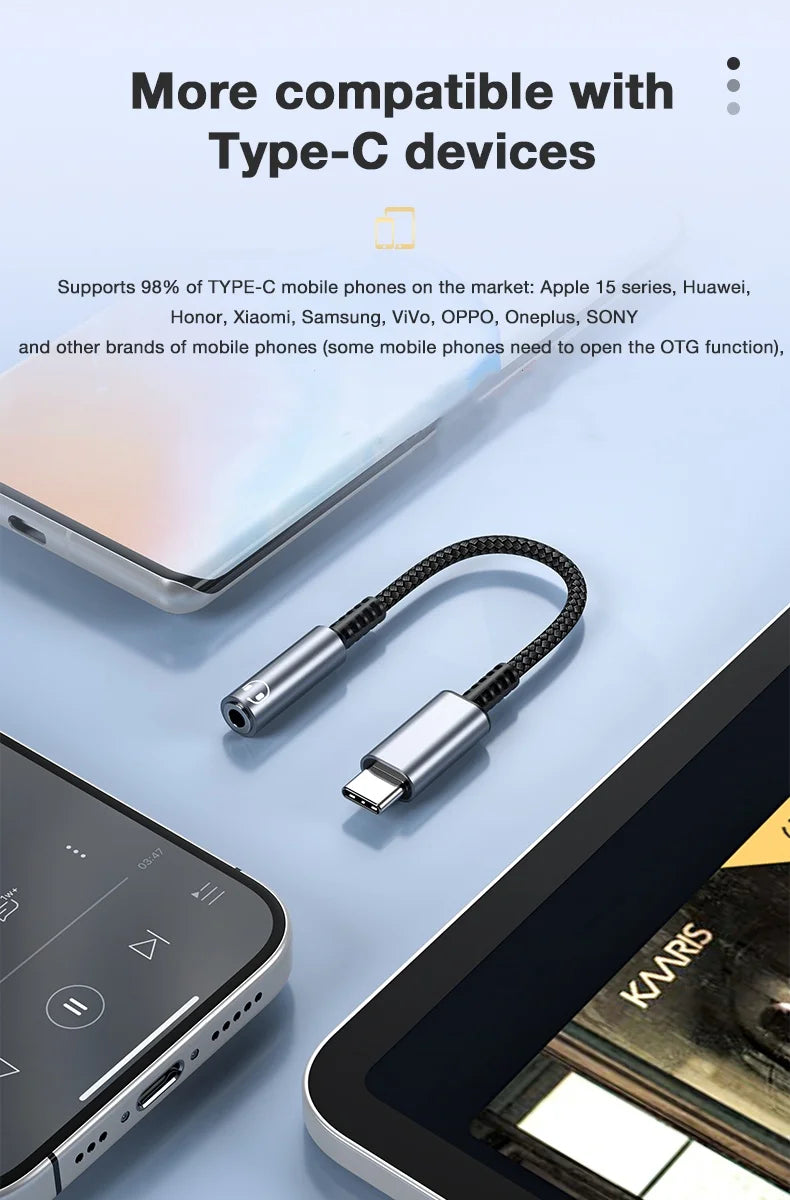 Type C to 3.5mm Audio Jack Adapter USB C to 3.5mm Headset/Microphone USB C to 3.5 Jack Adapter External Stereo Sound Card For PC