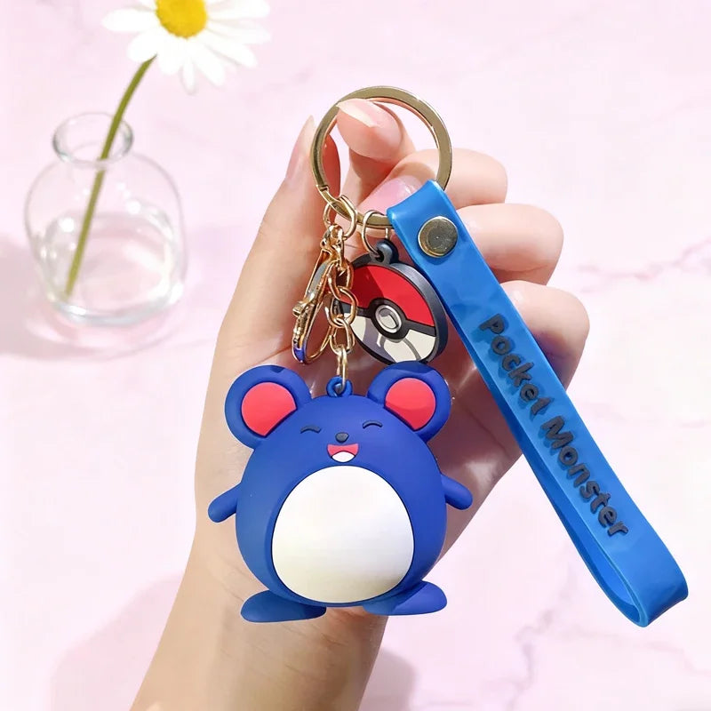 New Pokemon Pikachu Keychain Anime Cartoon Key--Chain Charmander Psyduck Fashion Keyring Pendant Accessories Toys--Kids Gifts