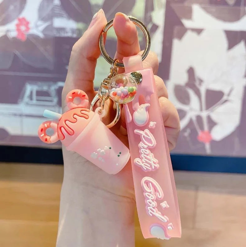 1pc Cartoon Ice Cream PVC Keychains, Adorable Charms for Bags and Car Key Accessories,  A  Charming Keychain Decoration