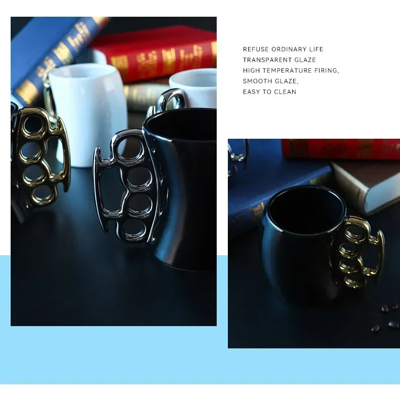 Mugs Creative Bending Fist Ring Cup Ceramic Cup Office Home Water Cup Coffee Cup Tea Cup with Handle Milk Cup