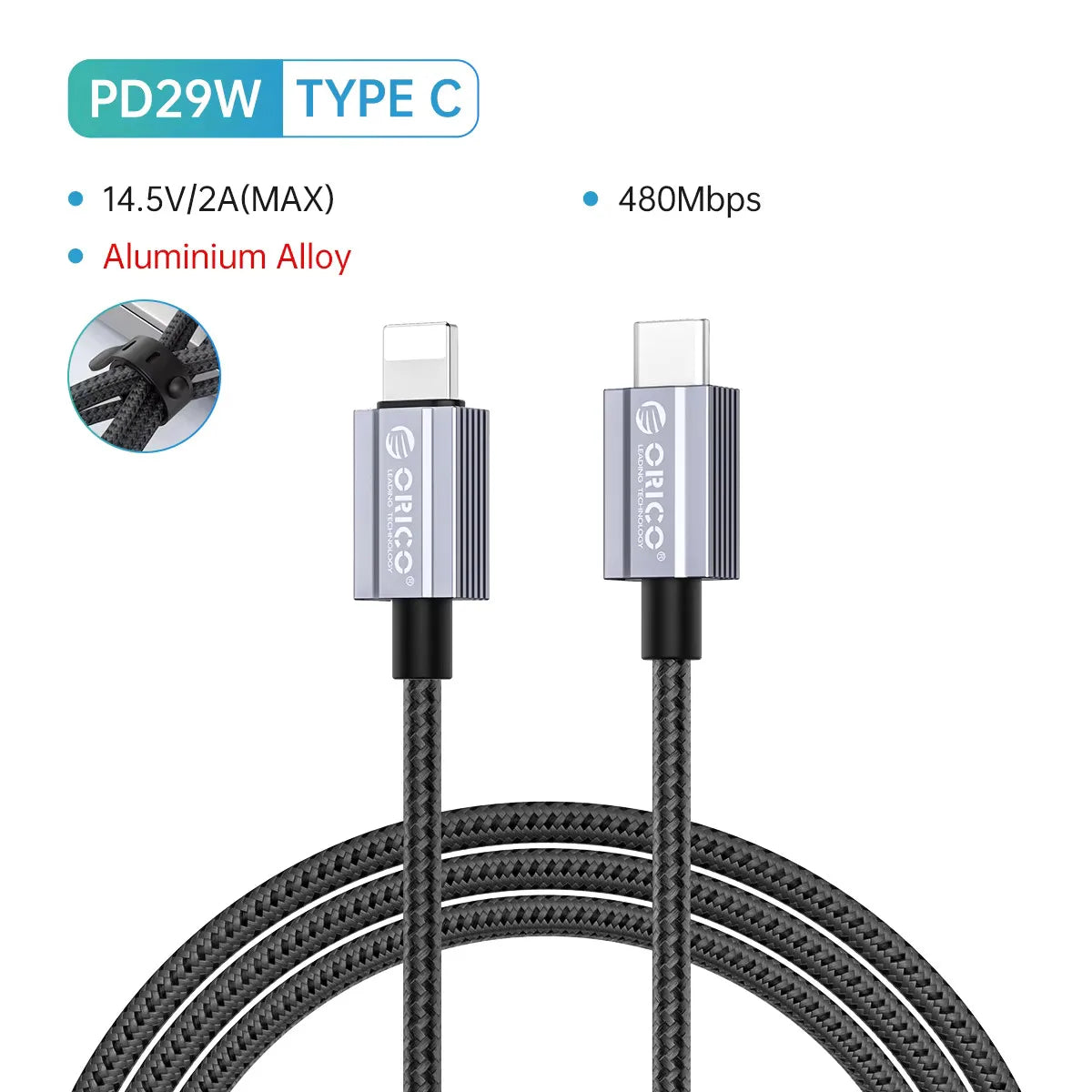 ORICO USB Cable For iPhone  29W PD14 13 11 12 Pro Max Fast Charging Phone Date USB C Cable For iPad Charger Cord Accessories