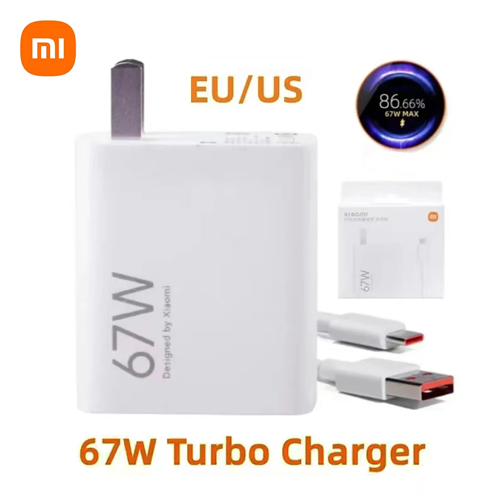 Xiaomi Original 67W USB Super Fast Charger Power Adapter For Mi 12 11 Poco X6 Redmi Note 13 12T Pro Turbo Charge Type C Cable