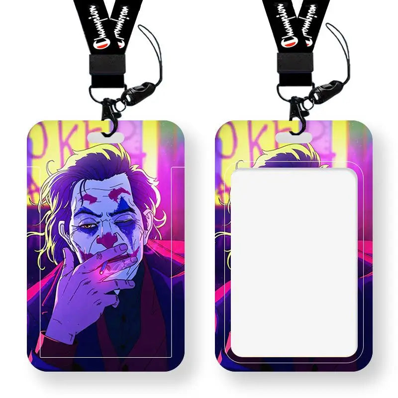 DC Joker Harley Quinn Anime Movie Periphery Student Campus Card Cover Creative Cartoon Lanyard Work Card Protective Cover Gifts
