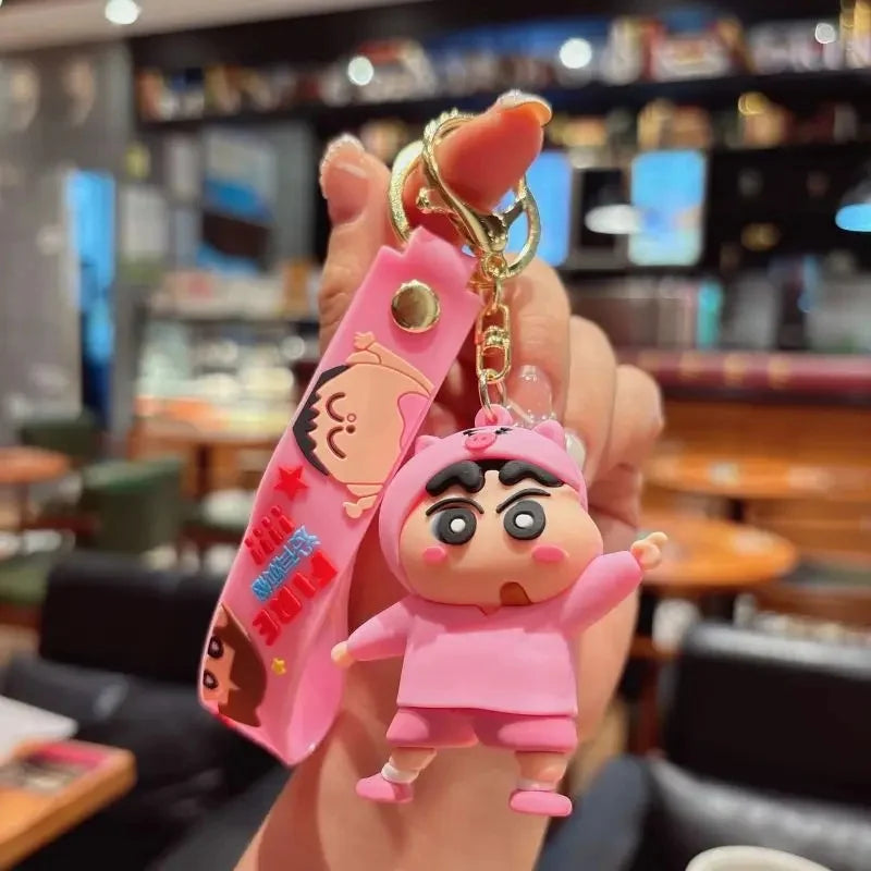 Cartoon Crayon Shinchan PVC Keychain Cute Transformation Doll Bag Pendant Gift Keychain Collectible Toys Backpack Decoration