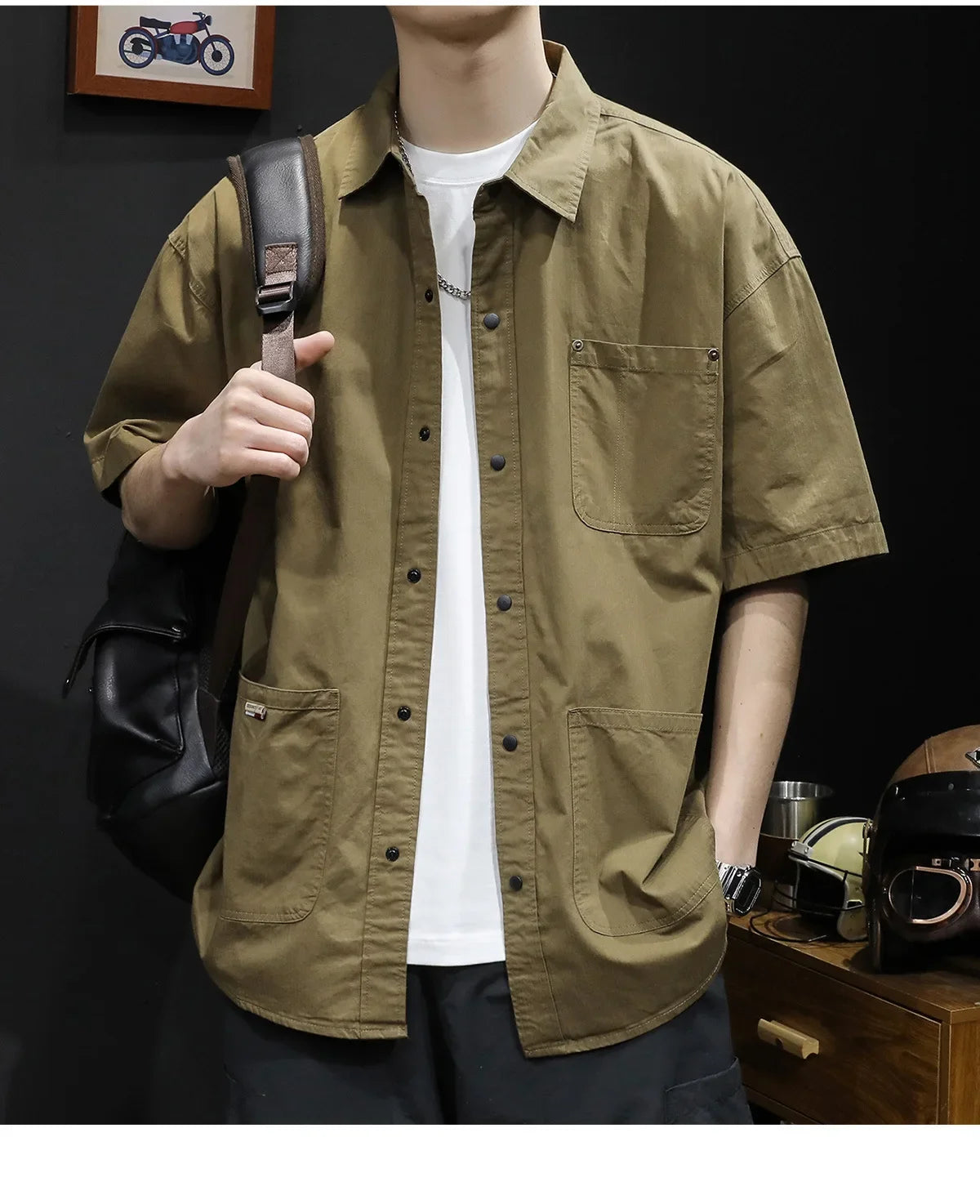 T-shirt Short-sleeved Shirt Men's Trendy Brand Trendy Shirt Summer Casual Work Clothes Loose Summer Trendy