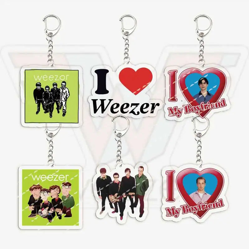 Rock Band Weezer Keychains for Accessories Bag Acrylic pat mikey matt brian Charm Keyrings Chains Jewelry Friends FANS Gifts