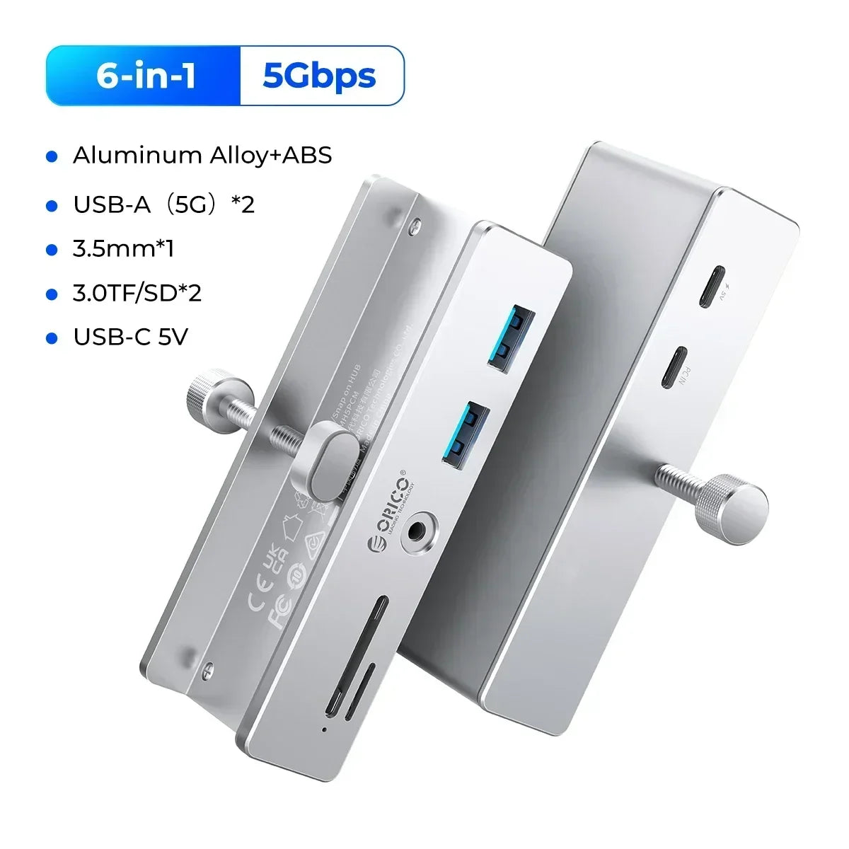 ORICO USB 3.2 HUB with Power Super High Speed Expansion 10GBPS Transmission Suitable Support SD/TF Card for Laptop Accessories