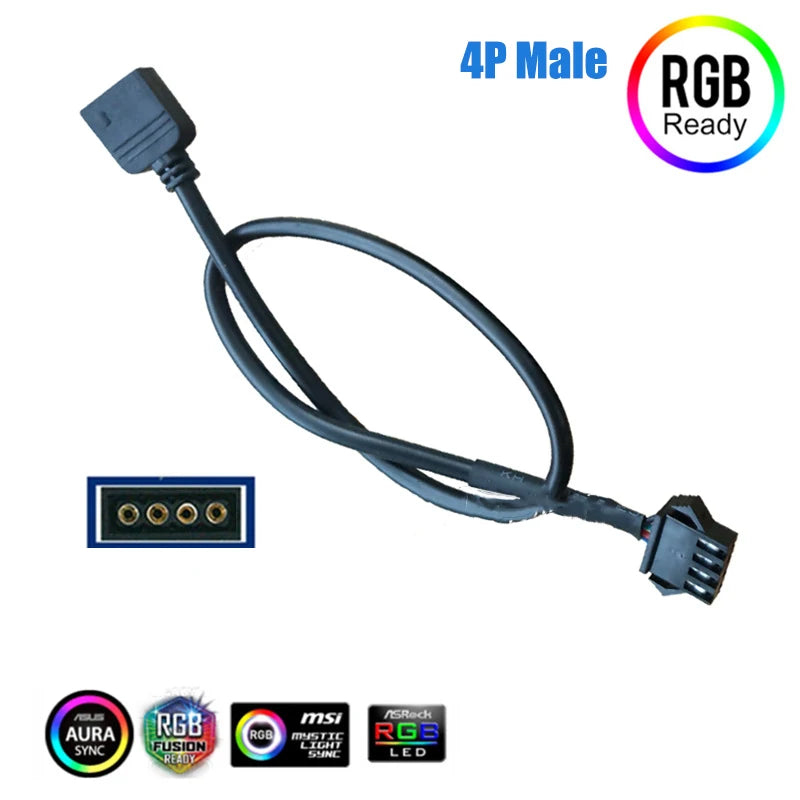 Motherboard RGB Adapter Conversion Cable 5V 3 Pin / 12V 4 Pin 30cm RGB Led Strip Light for PC Computer LED Light Strip Line