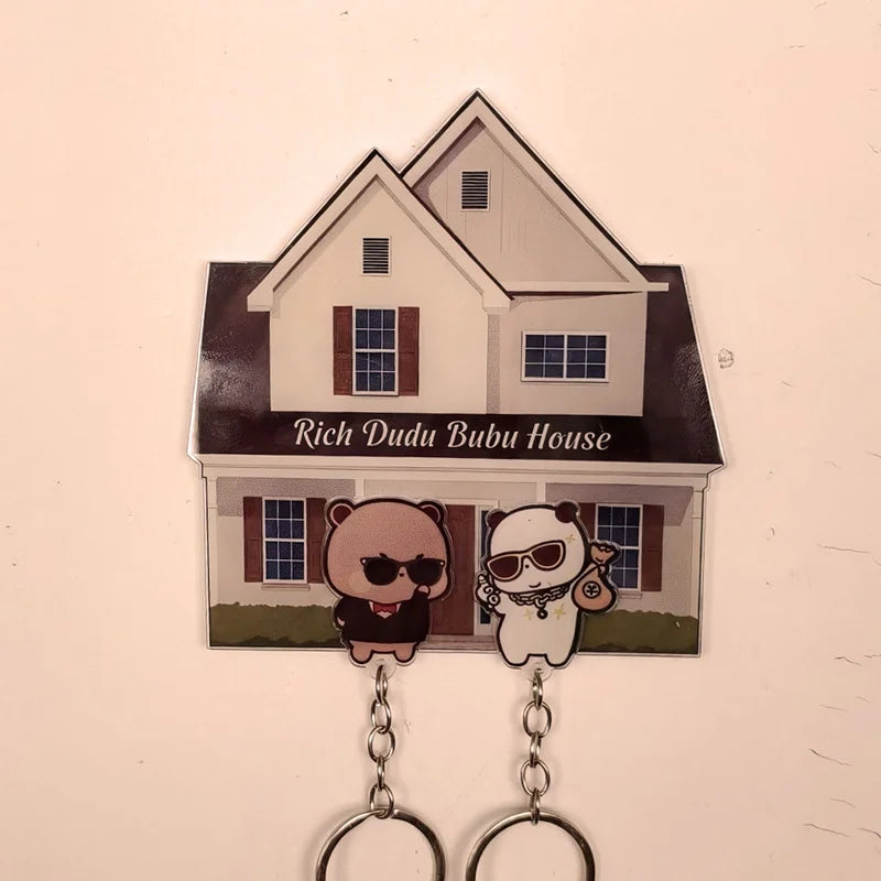 Key Holder Cute Couple Keychain Hanger Wall Home Decor Keyring Pendant Acrylic Nomagnetic Refrigerator Sticker Key Storager Gift