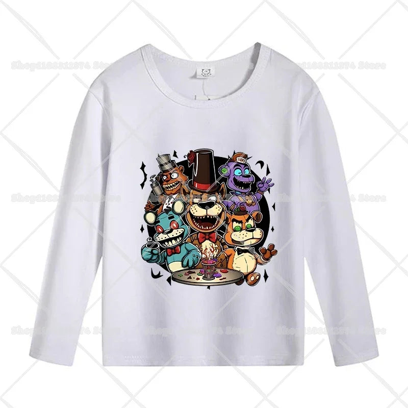 Five Nights At Freddys Long Sleeves Kids T-shirts Anime FNAF Tee Tops Cotton Fashion Children Clothes Undershirt Birthday Gift