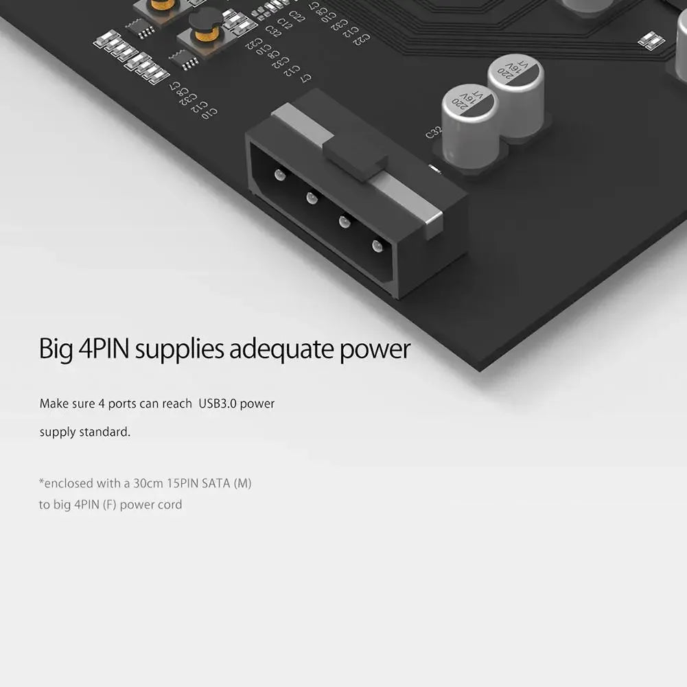 ORICO SuperSpeed 4 Port USB 3.0 PCI-E Express Card PCIE to 5Gbps 4 Port USB 3.0 PCI Express Expansion Card Adapter for Computer