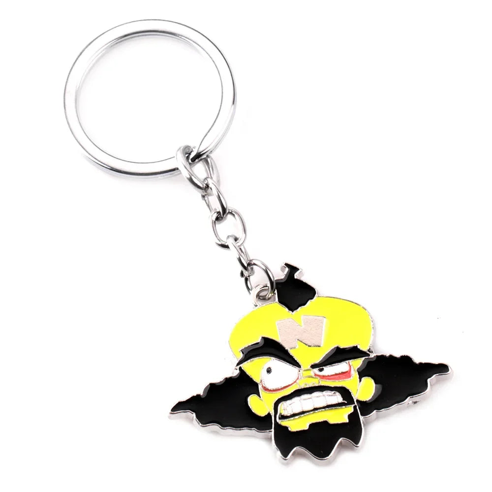 Crash Bandicoot Enamel Keychain for Men Women Cartoon Animal Metal Key Ring Holder Fans Car Bag Decor Jewelry Accessories Gift