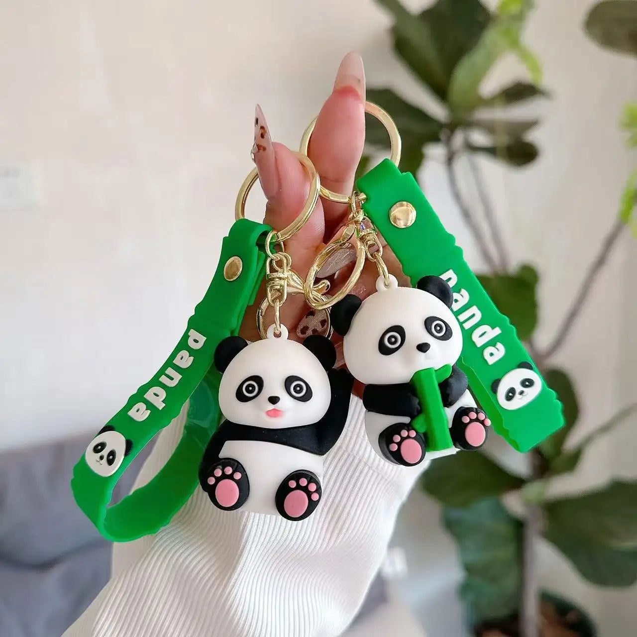 Cute Panda Keychain PVC Cartoon Keyring Creative Gift for Students Backpack Accessories