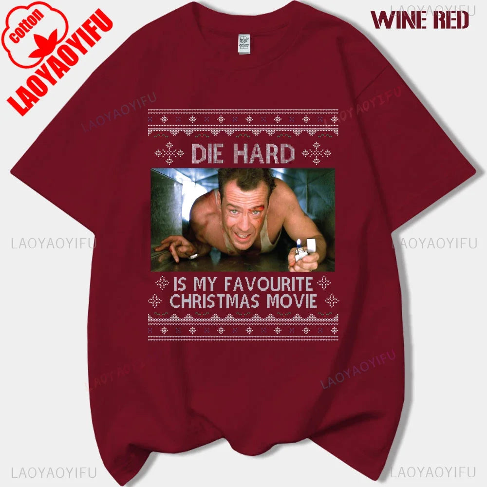 Film Tshirt Die Hard Movie Christmas Party 1988 Bruce Willis Man Vintage TShirt Male 90s Retro T Shirt Men Clothing Ropa Hombre