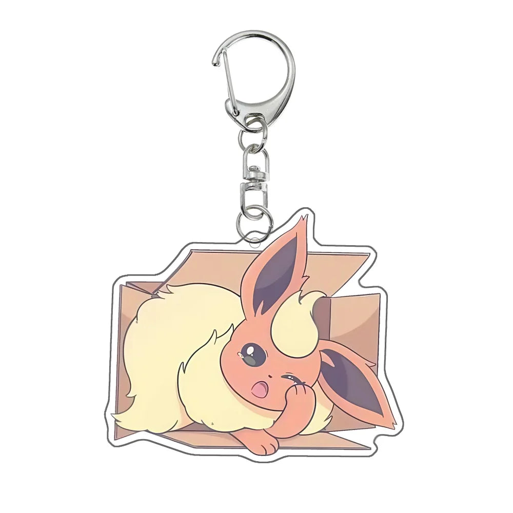 Pokemon Keychain Espeon Umbreon Glaceon Eevee Sylveon Jolteon Vaporeon Leafeon Anime Cartoon Cute Key Chain Pendant Gift