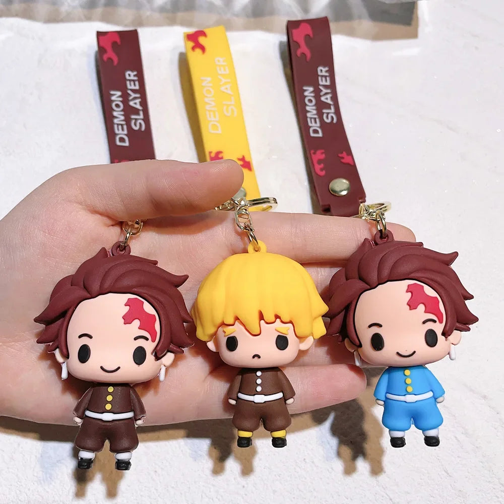 Anime Demon Slayer Pendant Keychain Cute Kamado Tanjirou Rengoku Kyoujurou Keychain Cosplay Keyring Souvenir Gift