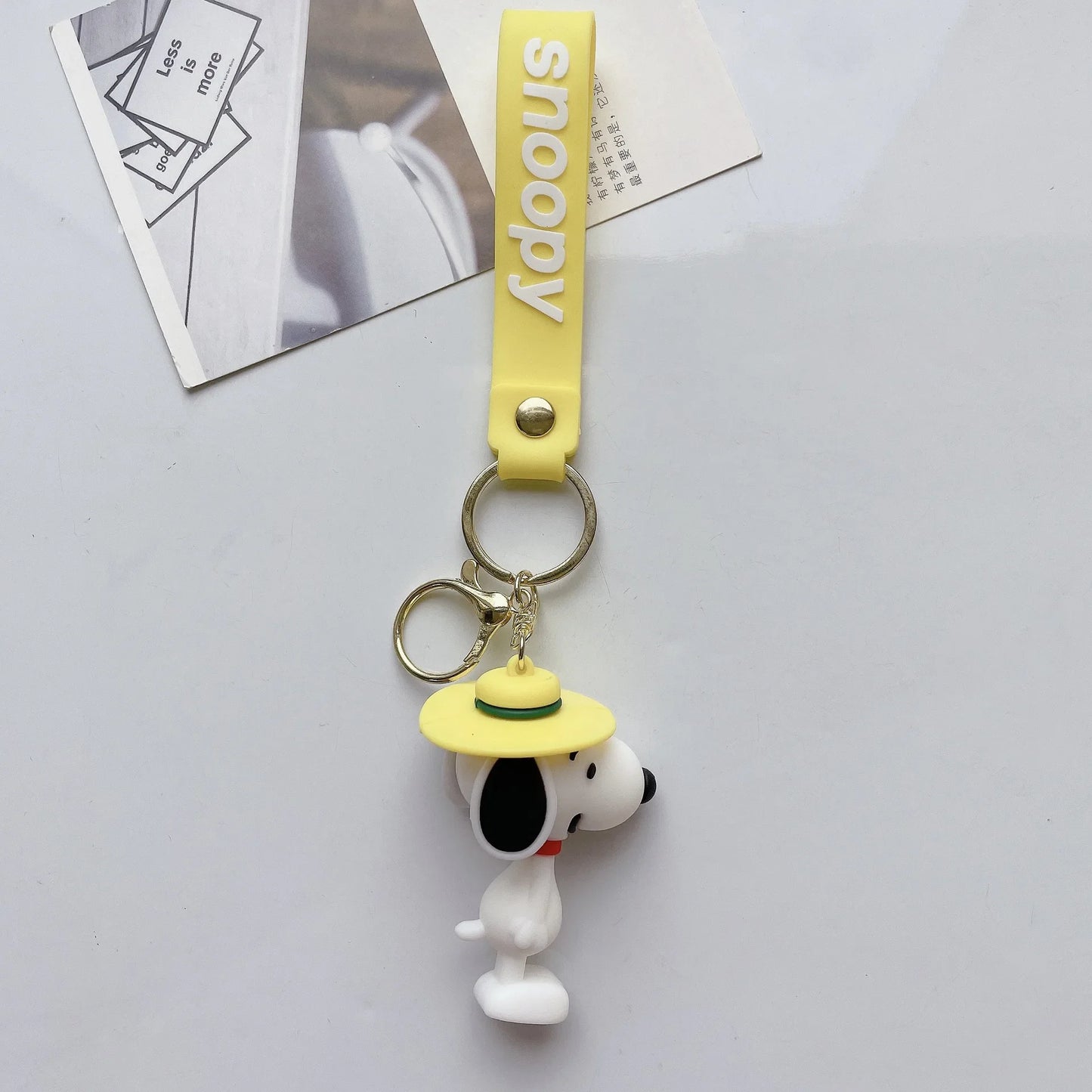 Snoopy Woodstock Charlie PVC Keychain Cute Cartoon Couple Chain Soft Rubber Small Pendant Key Ring Gift Decoration Accessories