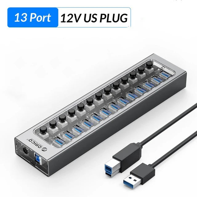 ORICO USB HUB USB 3.0 Hub Multi USB Splitter with QC Fast Charger 7/10/16 Port Multiple Expander USB 3.0 Hub with Switch for PC