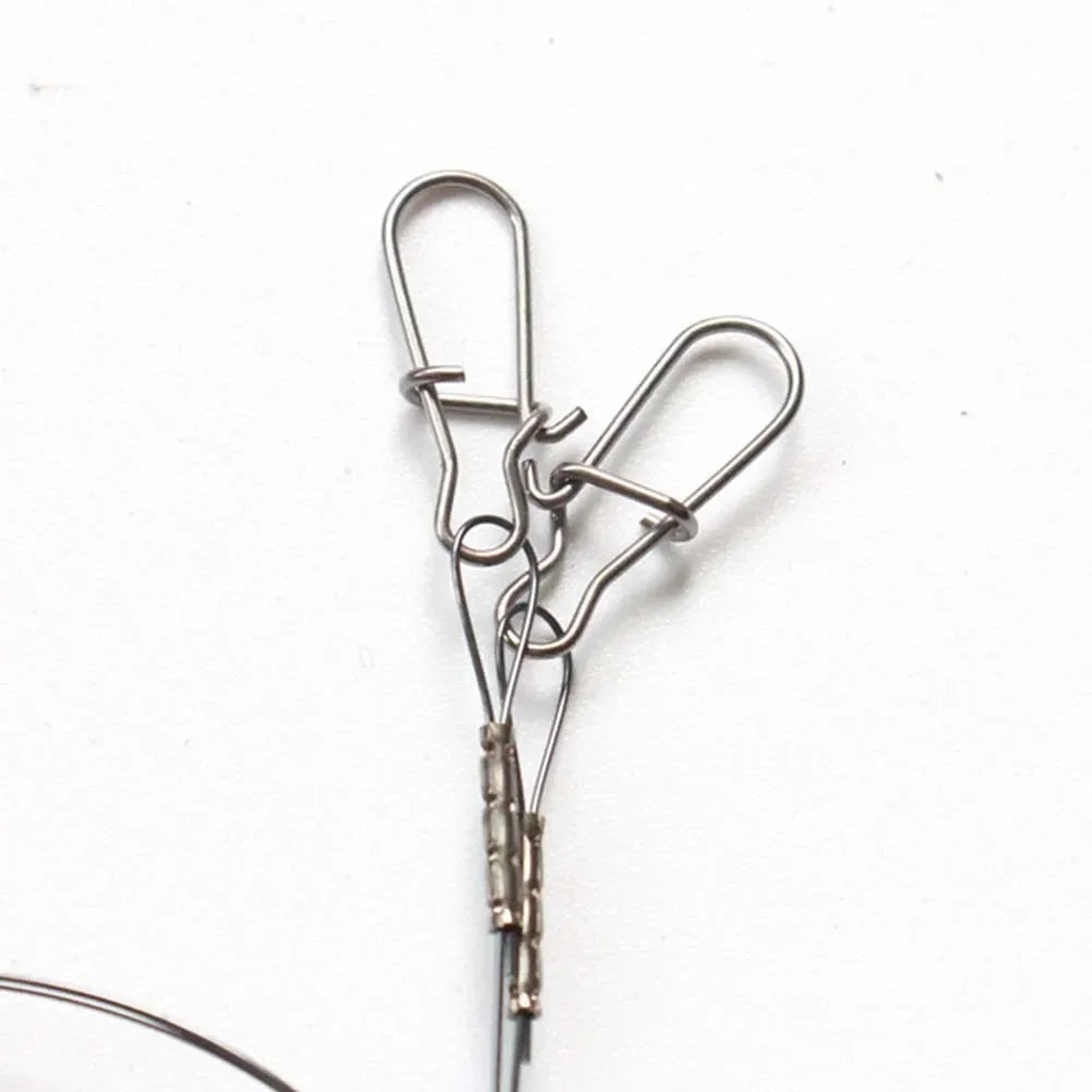 2Pcs/Pack Fishing Line Steel Wire Leader With Snap And Swivels Wire Leadcore Leash Saltwater Fresh Water Carp Fishing Gear