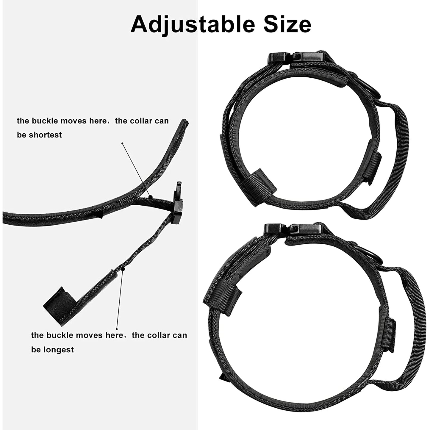 Tactical Dog Collar, Adjustable Military Training Nylon Dog Collar with Control Handle and Heavy Metal Buckle for Medium and Lar