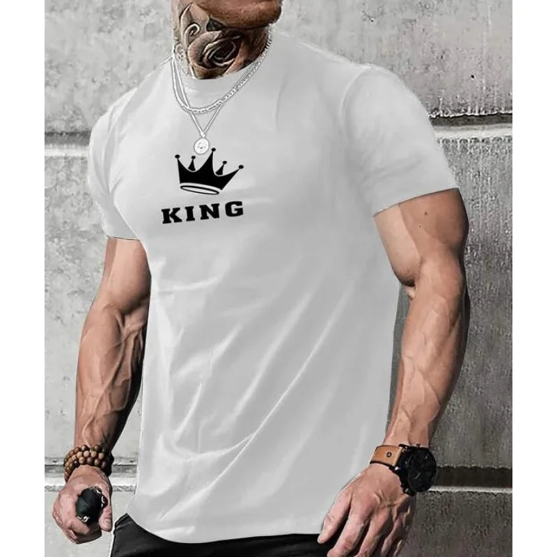 Fashion T-Shirts For Men 3d Letter King Printed Men'S Clothing Casual Short Sleeved Street Harajuku tops Loose Oversized T Shirt