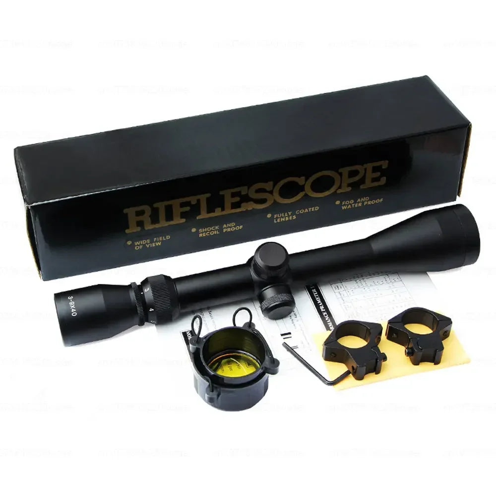 3-9X40 Optics Sniper Gun Scope W/Rangefinder Tactical Hunting Zoom Riflescope Rifle Mil-Dot Scope for Weaver/Picatinny Rail
